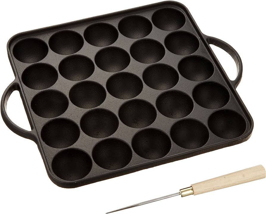 Ikenaga Ironworks Takoyaki Plate Pan 25 Holes Gas cooktops Use Cast Iron Plate