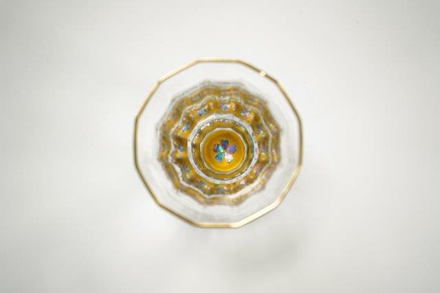 GUINOMI SAKE Glass Kaleidoscope TAKAOKA RADEN Mother of Pearl Inlay Gold Rim