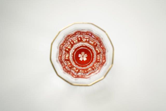 GUINOMI SAKE Glass Kaleidoscope TAKAOKA RADEN Mother of Pearl Inlay Gold Rim