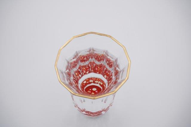 GUINOMI SAKE Glass Kaleidoscope TAKAOKA RADEN Mother of Pearl Inlay Gold Rim