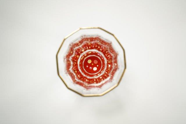 GUINOMI SAKE Glass Kaleidoscope TAKAOKA RADEN Mother of Pearl Inlay Gold Rim