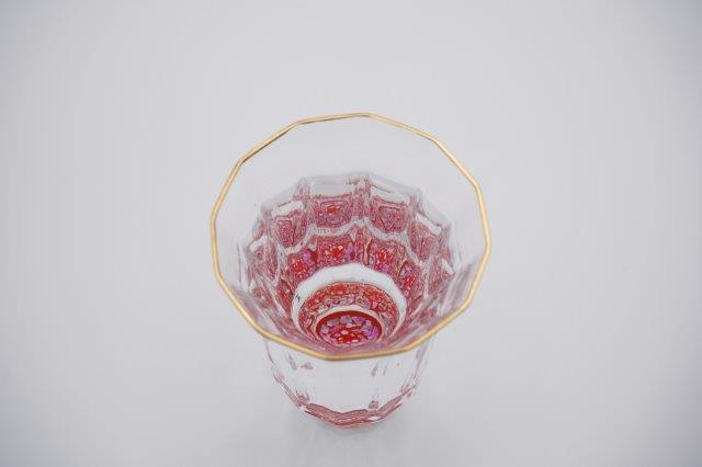 GUINOMI SAKE Glass Kaleidoscope TAKAOKA RADEN Mother of Pearl Inlay Gold Rim
