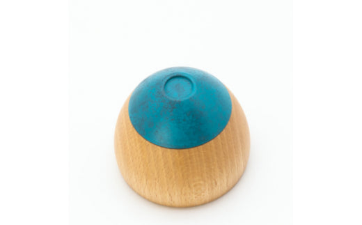 GUINOMI SAKE Cup DON TURQUOISE BLUE YAMANAKA SHIKKI Lacquerware TAKAOKA Copperware base