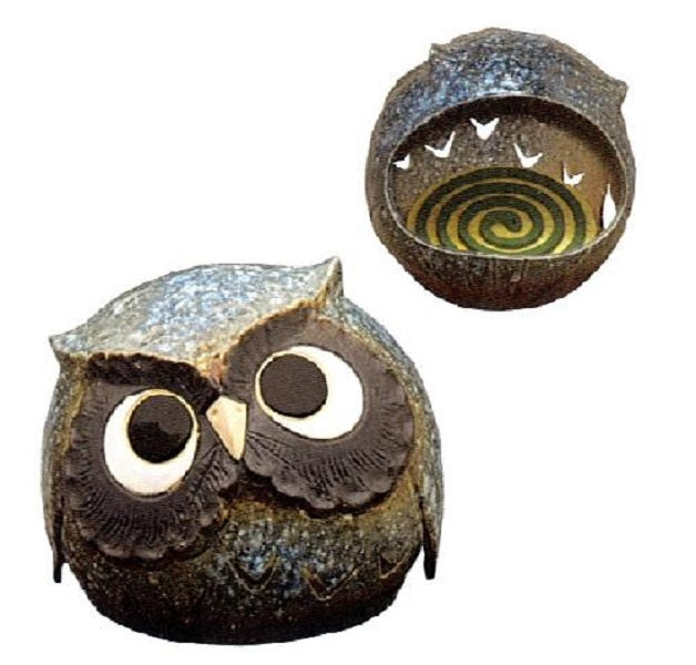 Katori Senko Mosquito Coil Holder Rack Shigaraki Yaki Pottery Owl