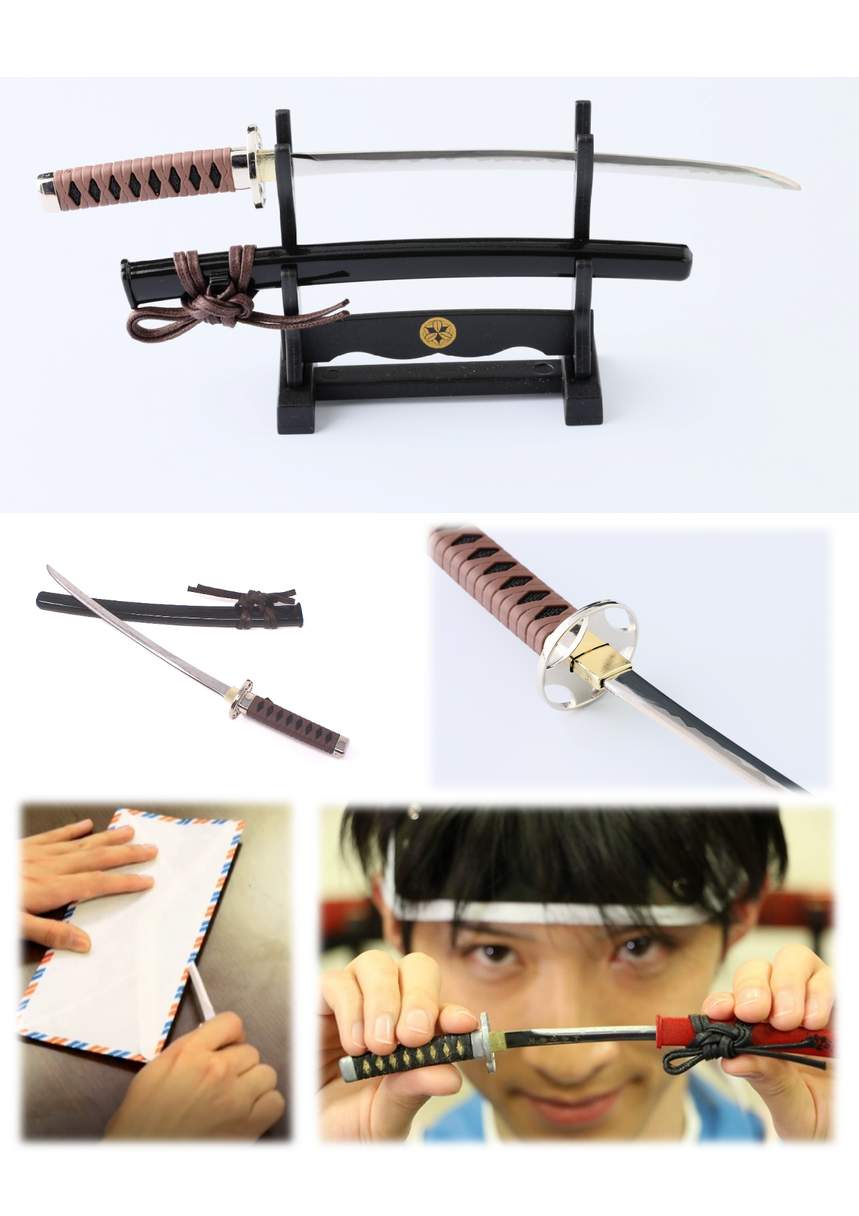 Letter Opener SAMURAI KATANA SWORD Knife Desk Decor item 8 inch Length Safe Edge Saito Hajime Model MT-34H - JAPANESE GIFTS