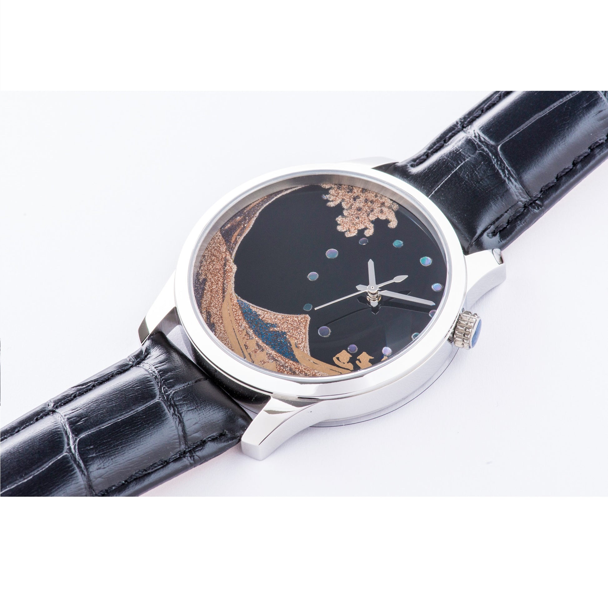 Maki-e Watch Hokusai's Great Wave off Kanagawa / Fine Wind Clear Morning (Free Shipping) - JAPANESE GIFTS