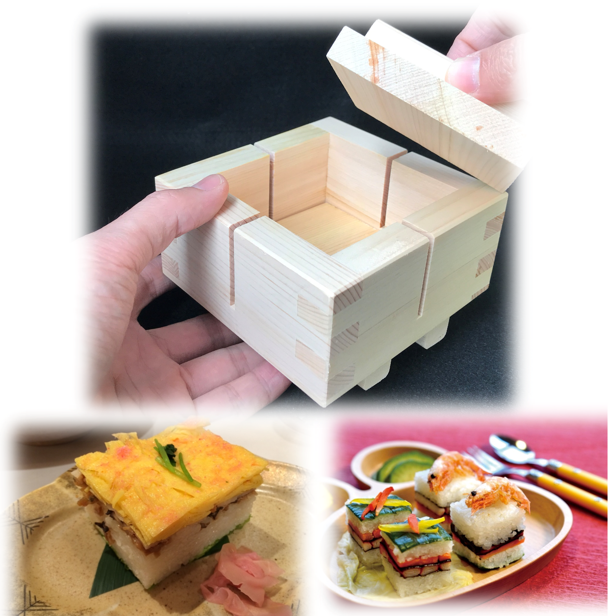Pressed SUSHI ONIGIRI Mold Easy Cross Cutting Guide Natural Hinoki Cypress  Party Eats YAMACO