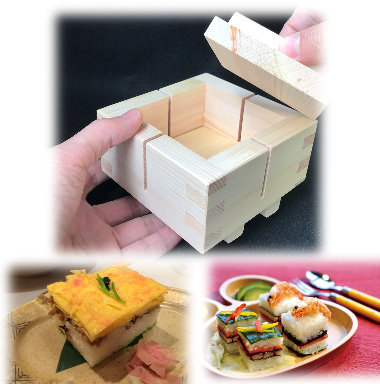 Pressed SUSHI ONIGIRI Mold Easy Cutting Guide Natural Hinoki Cypress Party Eats YAMACO - JAPANESE GIFTS