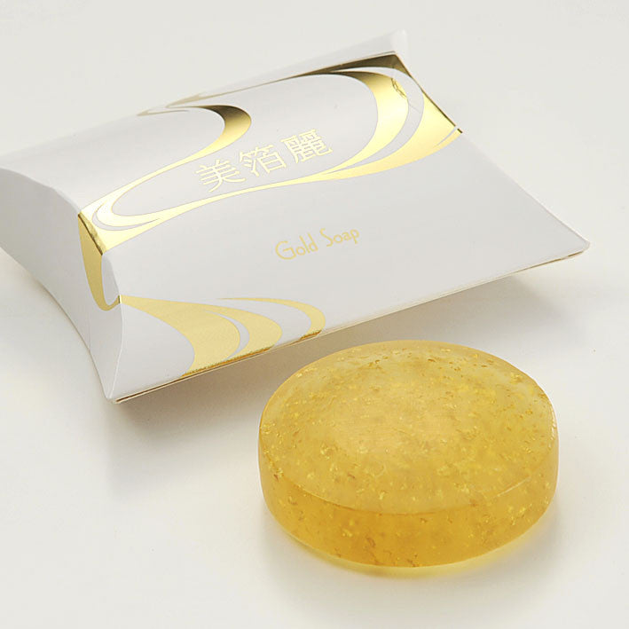 Gold Facial Soap 1 pc & Gold Aesthetic Leaf (6 sheets) set - JAPANESE GIFTS