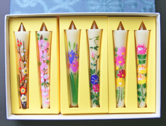Four season's flower candles 6 pieces set - JAPANESE GIFTS
