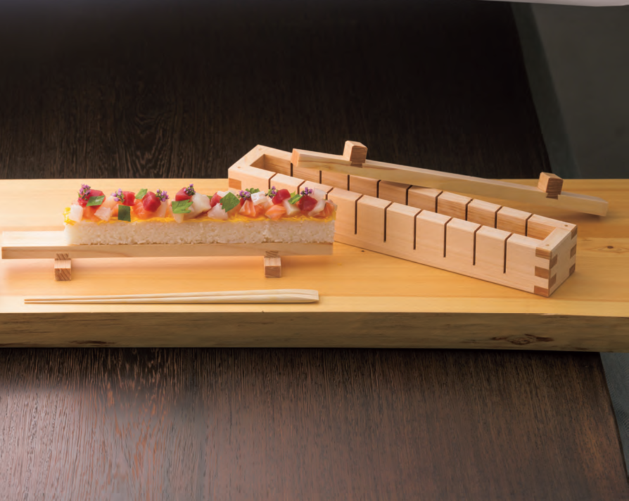 Easy OSHIZUSHI Pressed Sushi Mold Table Serving 10 pc. Cut HINOKI Wood YAMACO