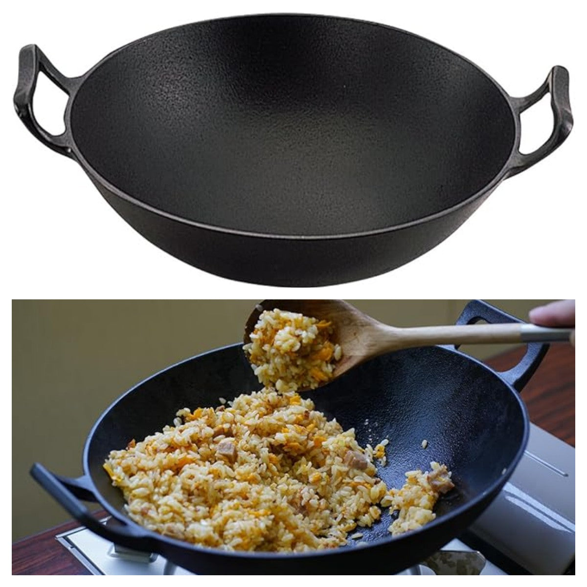 IKENAGA Iron Works Double-Handle Wok Round-Bottomed Pan