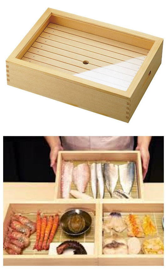 YAMACO NETABAKO Wooden Neta Sushi topping Case with Acrylic Lid