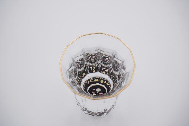 GUINOMI SAKE Glass Kaleidoscope TAKAOKA RADEN Mother of Pearl Inlay Gold Rim