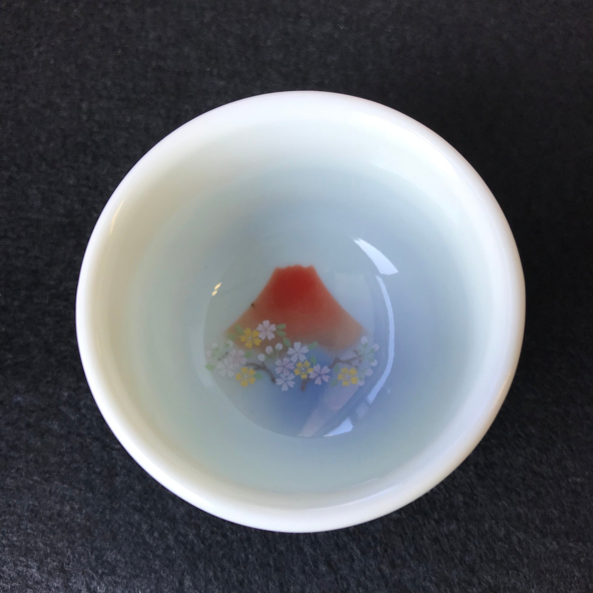 ARITA Fuji Sake Cup Tripod Pair Set YAMASE Pottery - JAPANESE GIFTS 