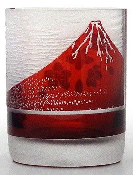 Edo Cut Glass Old Fashioned Mount Fuji HOKUSAI KATSUSHIKA 220ml - JAPANESE GIFTS 