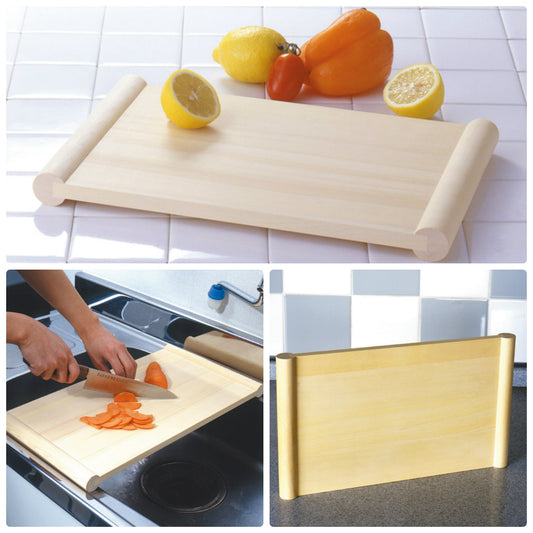 Kitchen Cutting Board Japanese HINOKI Cypress Wooden Both Sides Use Pier Stand