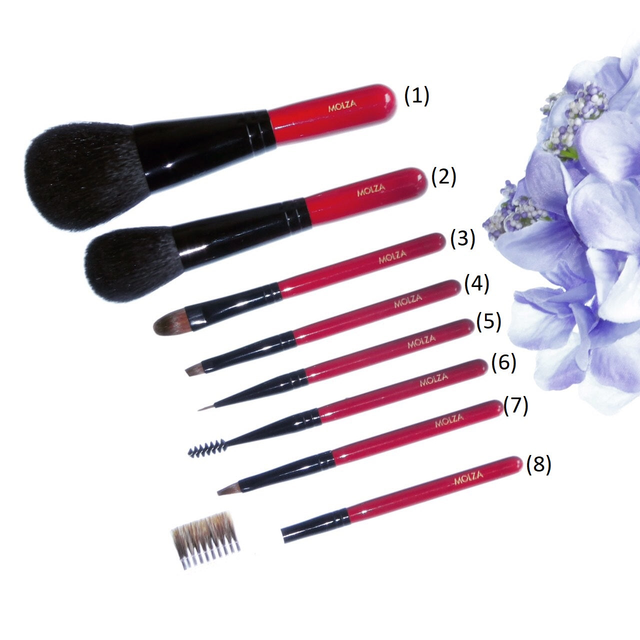 KUMANO Brush Makeup Powder Cheek Eye Shadow Brow Liner Lip Comb Screw 8 Type Set - JAPANESE GIFTS 