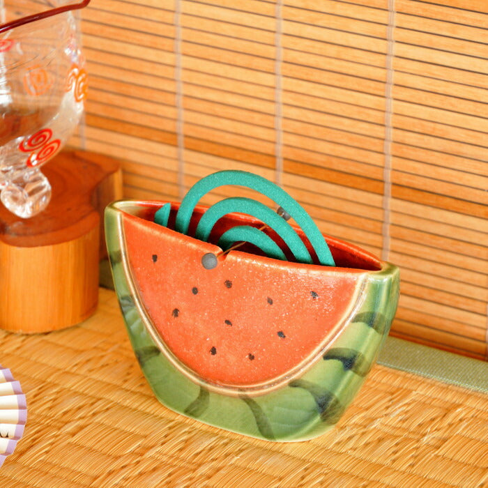 Katori Senko Mosquito Coil Holder Rack Shigaraki Yaki Pottery SUIKA Watermelon