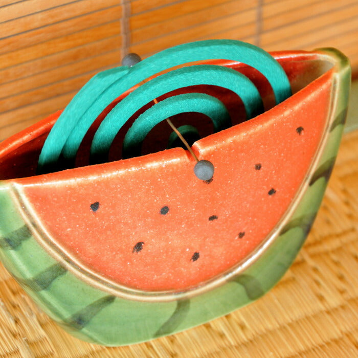 Katori Senko Mosquito Coil Holder Rack Shigaraki Yaki Pottery SUIKA Watermelon