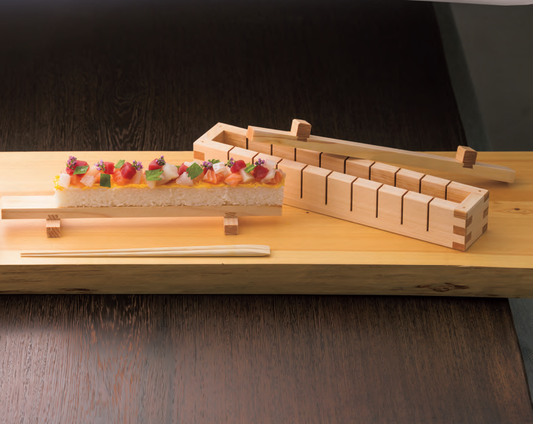 [Shipment later than Mid. Oct.] Easy OSHIZUSHI Pressed Sushi Mold Table Serving 10 pc. Cut HINOKI Wood YAMACO